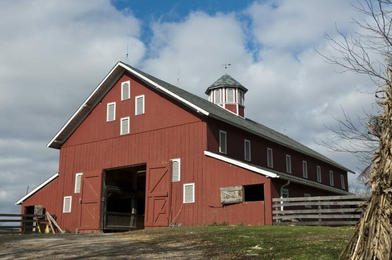 Why barns are traditionally painted red?