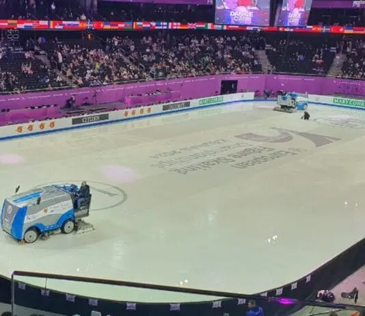 How thick is the ice in an arena ice rink?